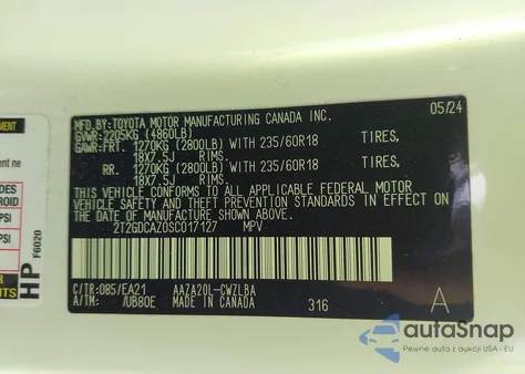 2025 Lexus Nx 250 Premium из США, поврежденный, VIN 2T2GDCAZ0SC017127